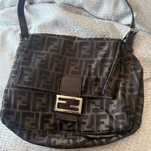 Fendi Black and Brown Monogram Shoulder Bag